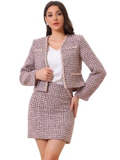 Women’s Tweed Plaid Blazer & Mini Skirt Set